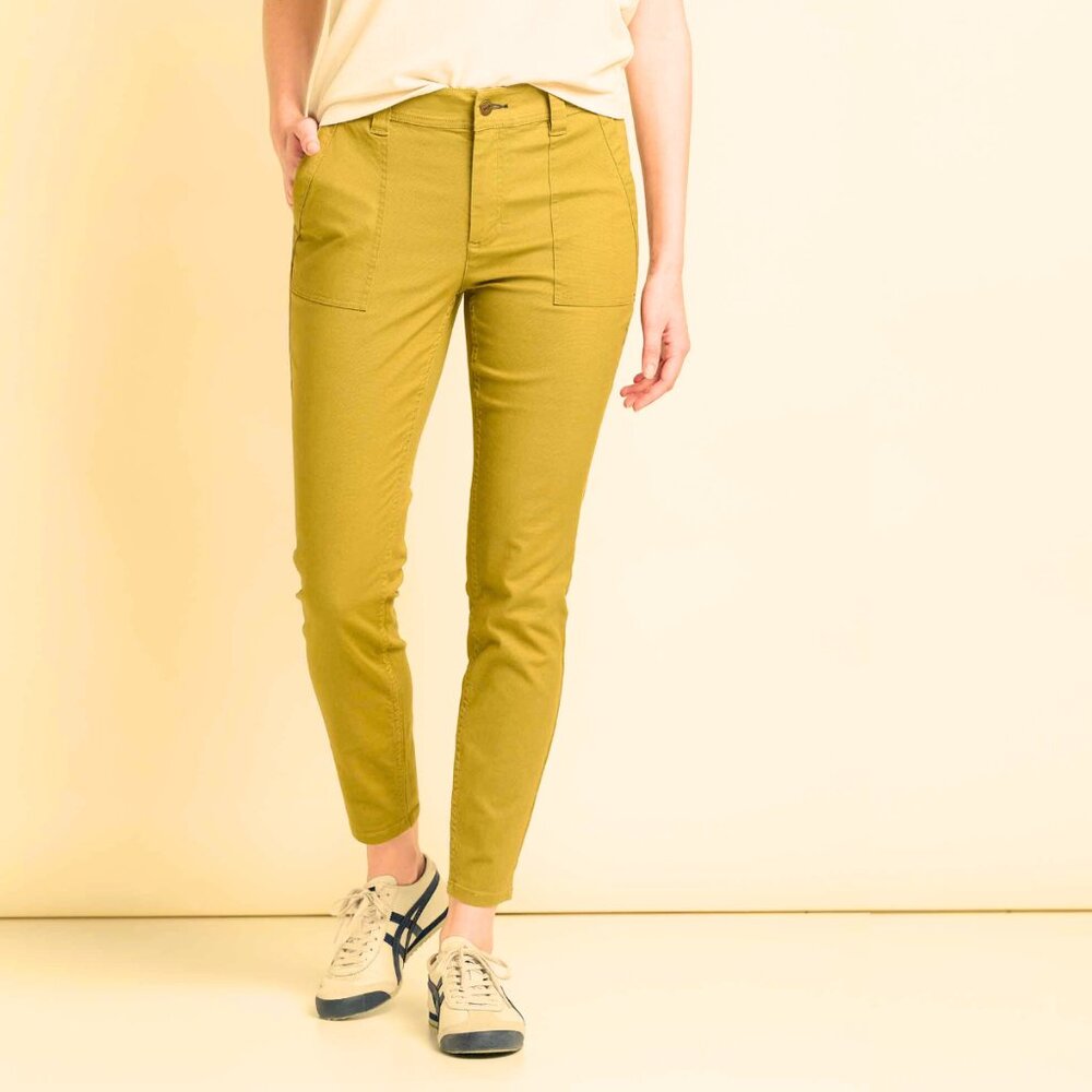 Toad&Co Women's Earthworks Ankle Pant Size 10 Yellow Stretchy Skinny Pant